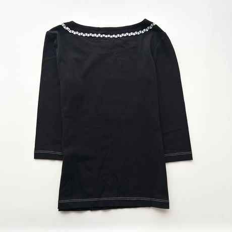 VERSACE black×white stitch tops