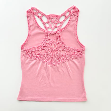 pink back crochet tank top