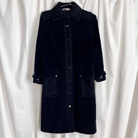 black corduroy designed long coat