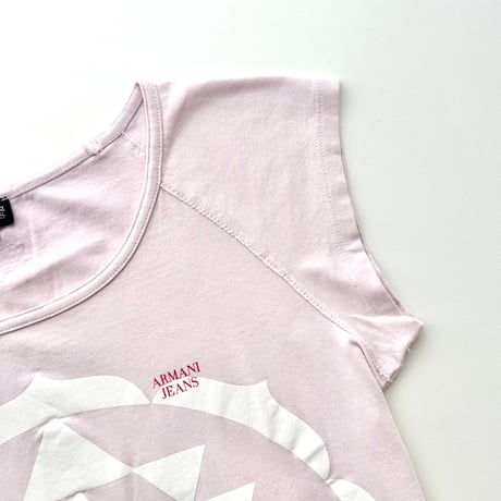 ARMANI pink×white printed T-shirts