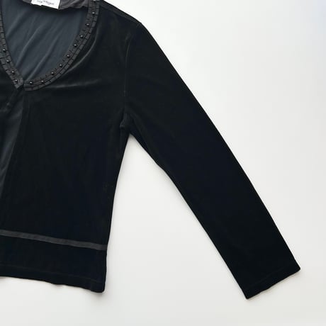 courreges black velour bolero cardigan
