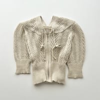 beige crochet full zip hoodie