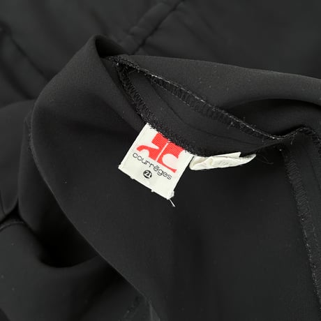 courreges black ribbon designed short sleeve dress