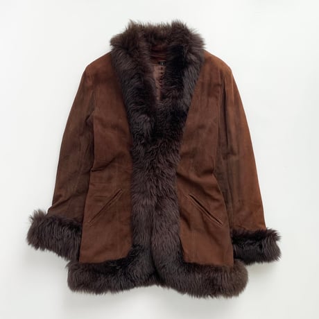 chocolate brown real suede fur coat