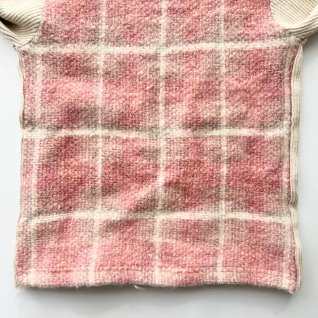 beige pink plaid vest designed knit