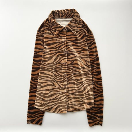 brown tiger striped velour shirt