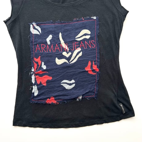 ARMANI black logo patch tops
