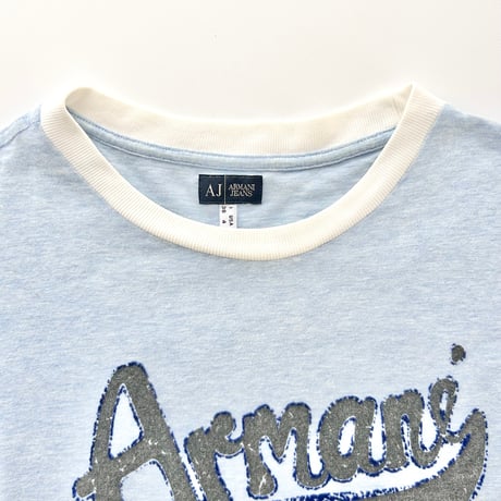 ARMANI blue×gray logo designed T-shirts