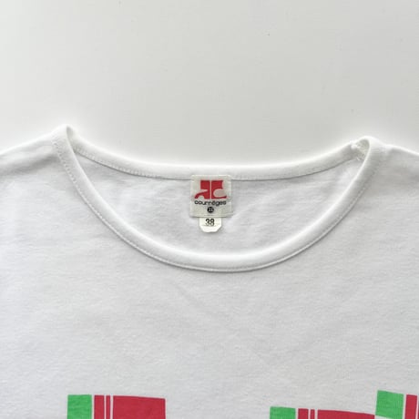 courreges white logo designed tops