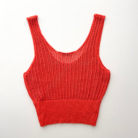 red knitted cropped knit tops