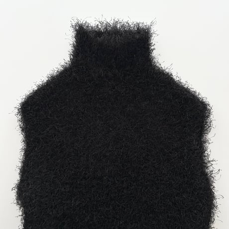black high neck shaggy knit vest