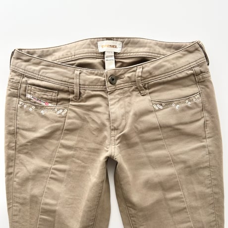 DIESEL khaki sequins low-rise capri pants