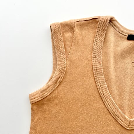 ISABEL MARANT orange beige flockey logo tank top