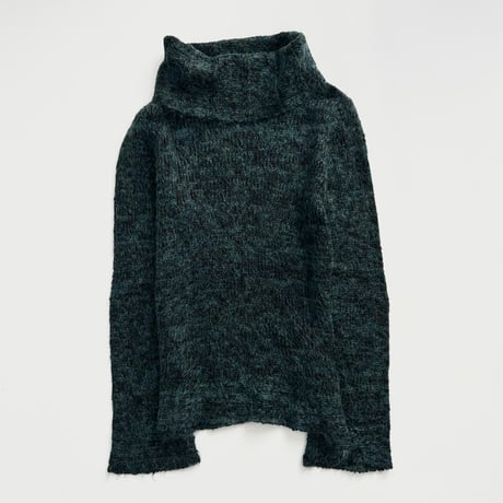 green mix color high neck tunic knit