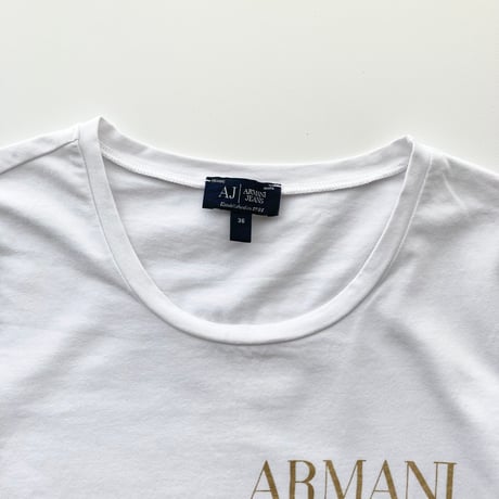 ARMANI white × gold logo T-shirt