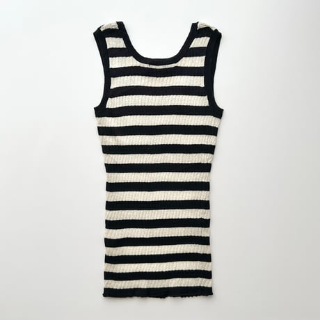 black×gold striped lame tank top
