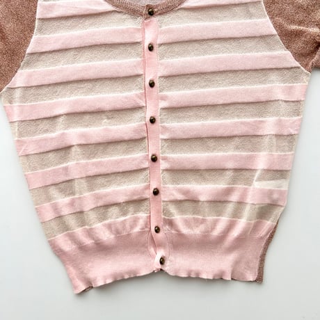 pink lame striped sheer cardigan