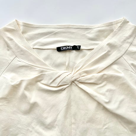DKNY ivory twist off shoulder tops