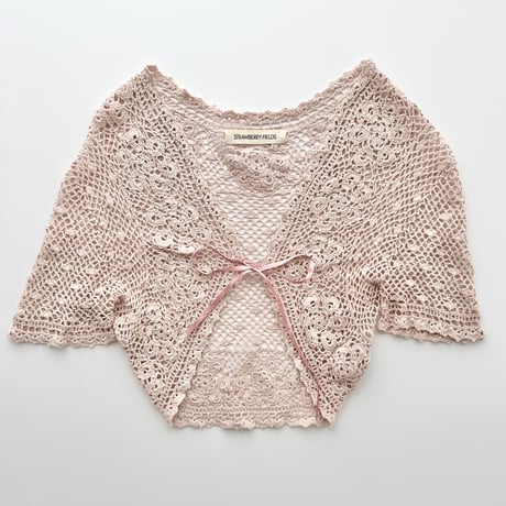 pink crochet designed bolero cardigan