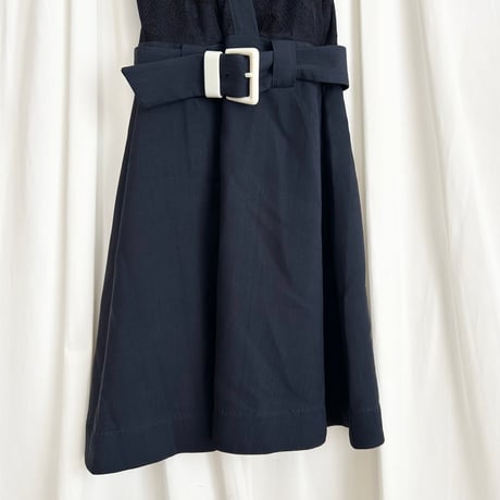 VIKTOR&ROLF navy lace belt designed dress