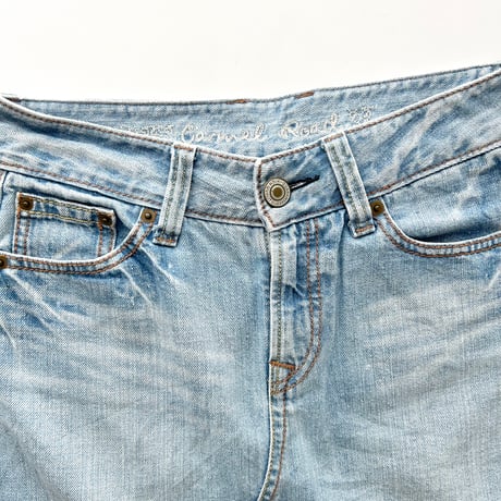 light blue denim mini skirt