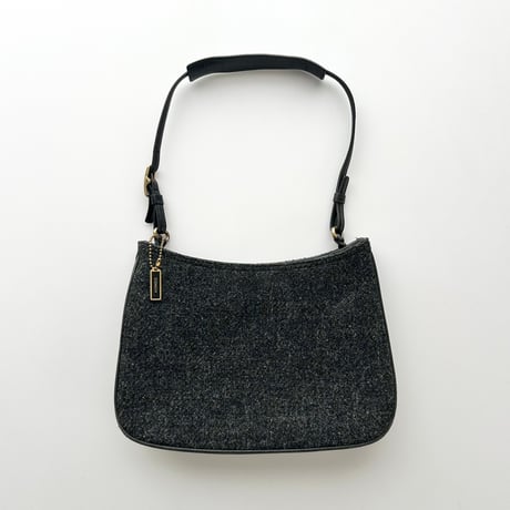 coach dark gray tweed shoulder bag