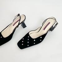 blue velour sequins mule 23.5cm