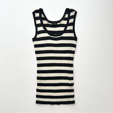 black×gold striped lame tank top