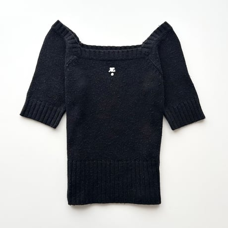 courreges black logo knit tops