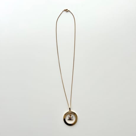 courreges gold×silver round logo necklace