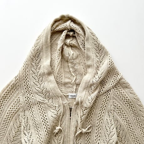 beige crochet full zip hoodie