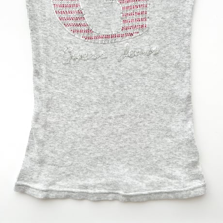 GUESS gray rhinestone logo rib tank top