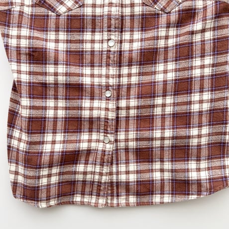 brown×purple plaid cotton shirt