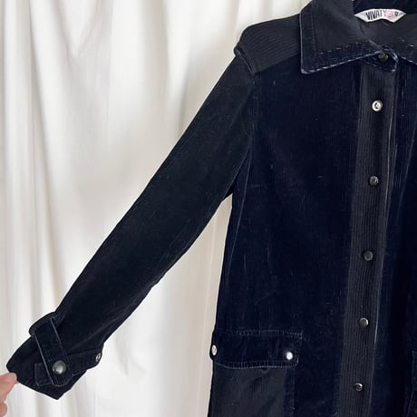 black corduroy designed long coat