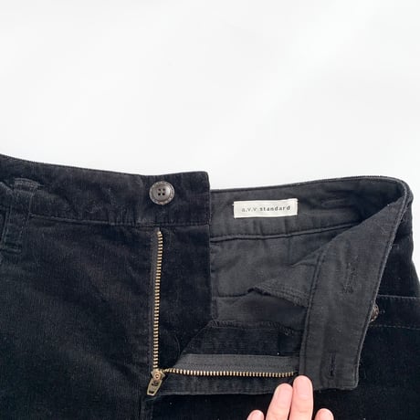 black corduroy tuck skirt