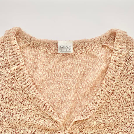 crochet pale orenge ribbon cardigan