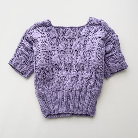 purple cable knit cropped cardigan