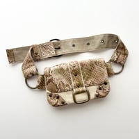 beige python leather belt bag