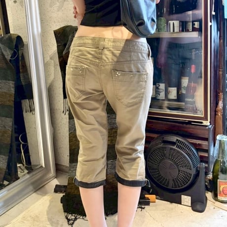 DIESEL khaki sequins low-rise capri pants