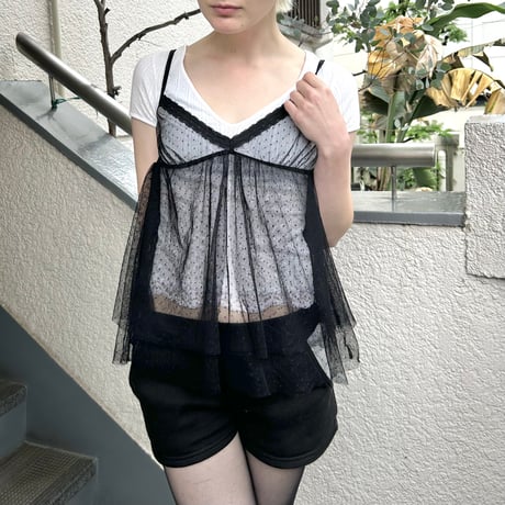 black dot tulle camisole