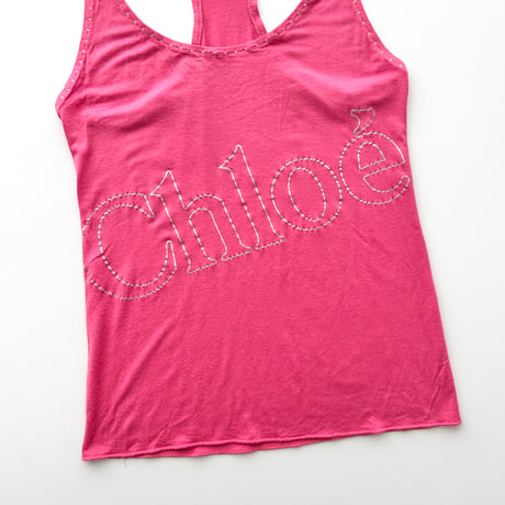 Chloe pink logo printed tank top