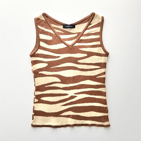 brown zebra v neck tops