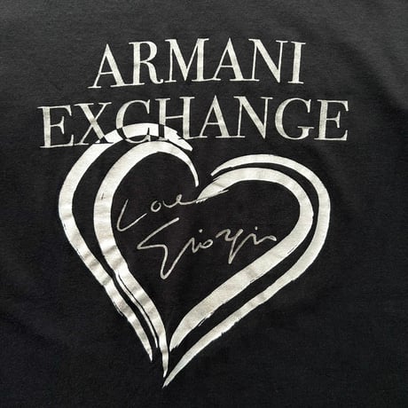 ARMANI black×silver heart logo printed T-shirts
