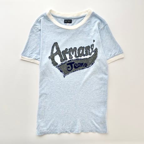 ARMANI blue×gray logo designed T-shirts