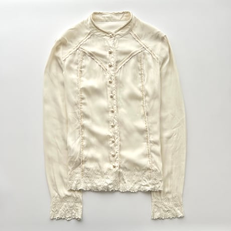 Calvin Klein ivory lace pearl blouse