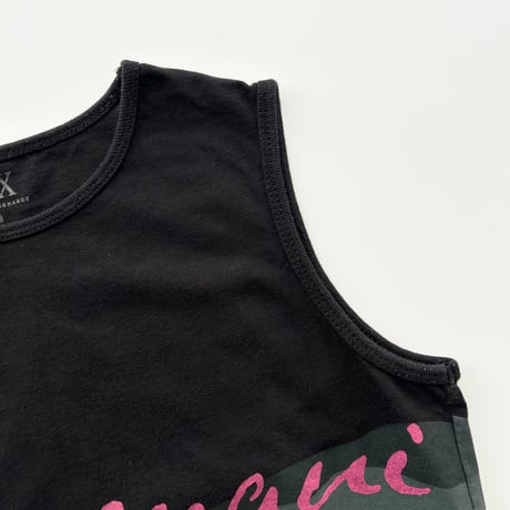 ARMANI black logo cheetah shape printed tank top