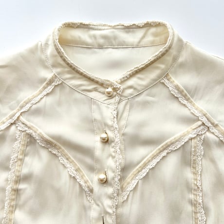 Calvin Klein ivory lace pearl blouse