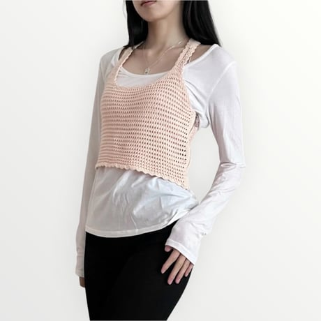 GUESS pink crochet sleeveless tops