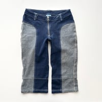 patch work denim half pants