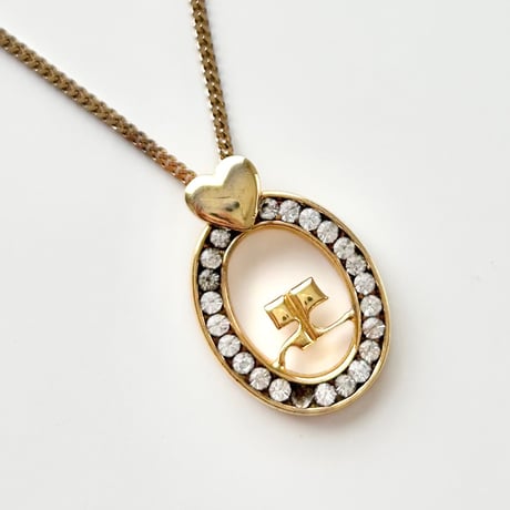 courreges rhinestone logo necklace